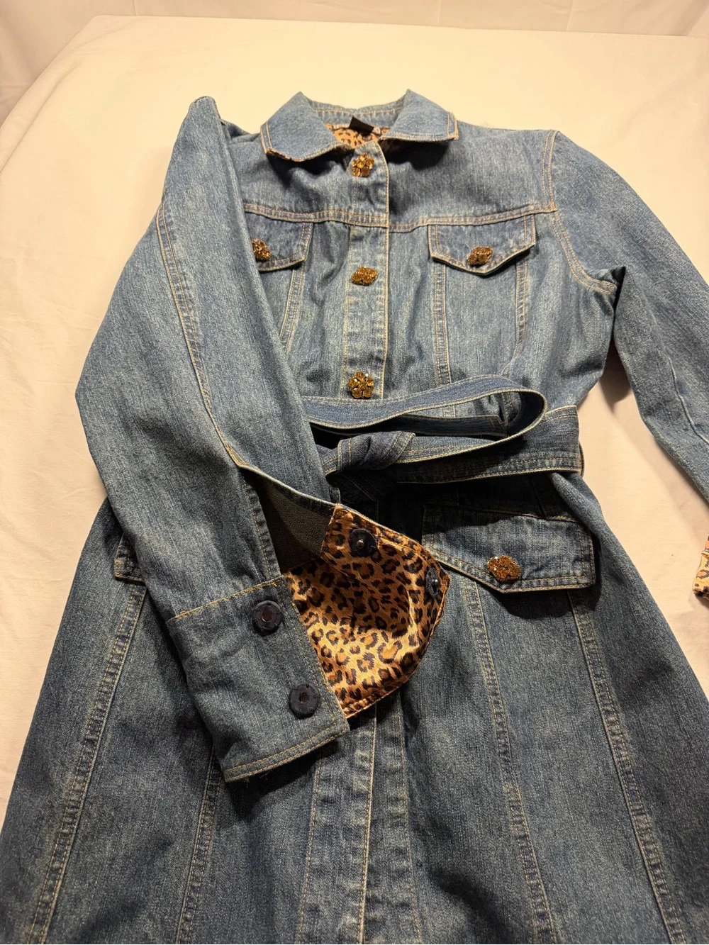 Berek by Takako Sako Woman's Lg Denim Bedazzled Trench with Silk Lining